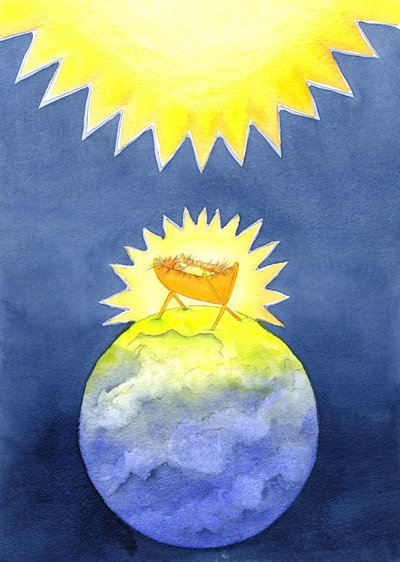 İsa Mesih Tanrı tarafından yaratılmıştır; yine de dünyaya iktidarda değil, çaresiz bir bebek olarak geldi, 2001 (kağıt üzerinde w/c) by Elizabeth Wang