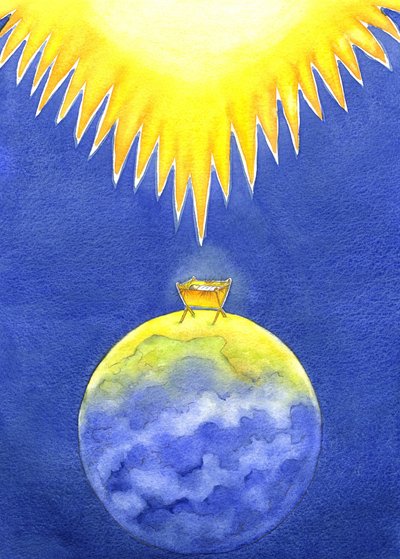 İsa Mesih Tanrı tarafından yaratılmıştır; yine de dünyaya iktidarda değil, çaresiz bir bebek olarak geldi, 2001 (kağıt üzerinde w/c) by Elizabeth Wang