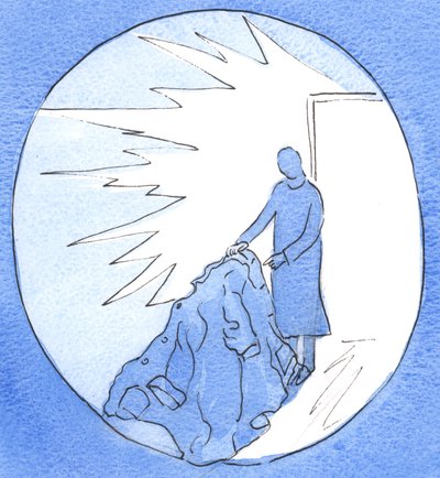 Tıpkı eski bir ceketin yıpranma ve hasar belirtisi göstermesi gibi, hayatım da zahmet ve kargaşa ve zafer, 2003 (kağıt üzerinde w/c) by Elizabeth Wang