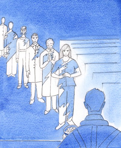 Kimse koridorda herkesin görebileceği kötü lekeli bir giysiyle yürümek istemez, 2003 (kağıt üzerinde w/c) by Elizabeth Wang