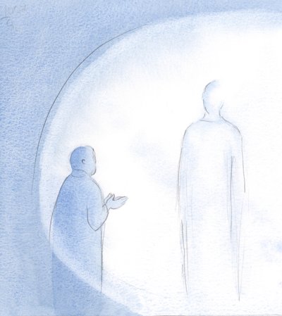 Bir gün kararımı yenilediğimde sessiz ve ciddi bir güvenceyle ruhuma geldi., 2001 (kağıt üzerinde w/c) by Elizabeth Wang