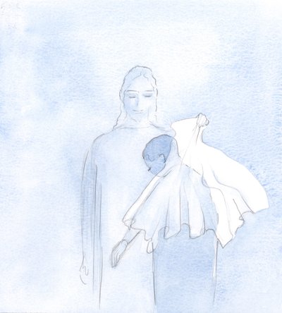 Bir gün, Ruhumun içinde, bir düğün duvağı uzattı, 2000 (kağıt üzerinde w/c) by Elizabeth Wang
