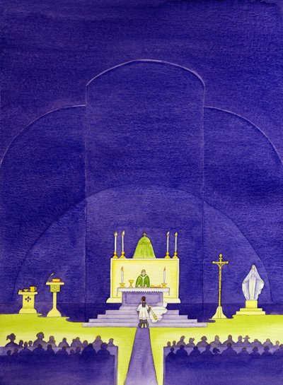Kiliselerimiz dua ve ibadet için adanan kutsal yerlerdir, 2006 (kağıt üzerinde w/c) by Elizabeth Wang