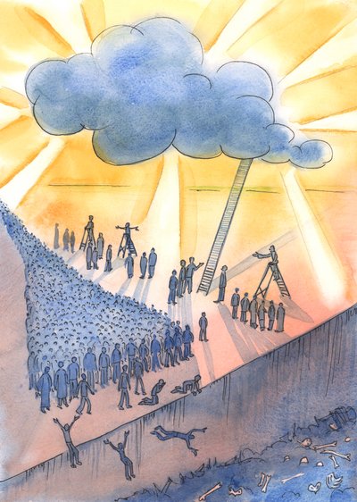 İnsanlar ölüme doğru ilerliyorlar ve belki de Cehennem, 2004 (kağıt üzerinde w/c) by Elizabeth Wang