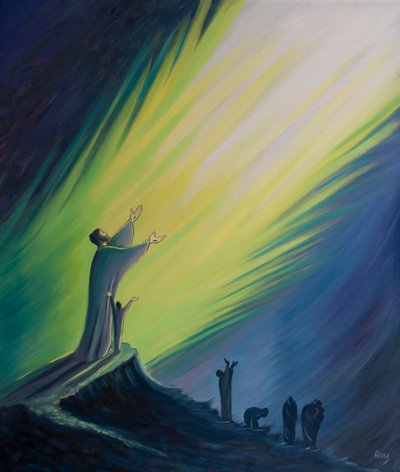 Mesih ile dua şanlı ve etkilidir, ancak O olmadan karanlığa seslenmek gibidir, 2001 (gemide petrol) by Elizabeth Wang