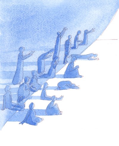 Zengin ve fakir, hasta ve iyi, inanç alabilir, 2004 (kağıt üzerine suluboya) by Elizabeth Wang