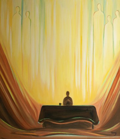 Yemek için şükran günü, Mesih adına, kutsal bir şirkette 2001 yılında yapılan ilahi bir şükrandır (gemide yağ) by Elizabeth Wang