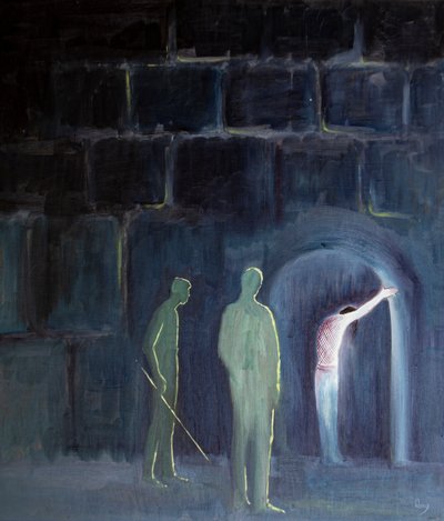 Baba, kurtuluşumuz uğruna Oğlunun günahın etkilerine maruz kalmasına izin verdi, 2001 (gemide petrol) by Elizabeth Wang