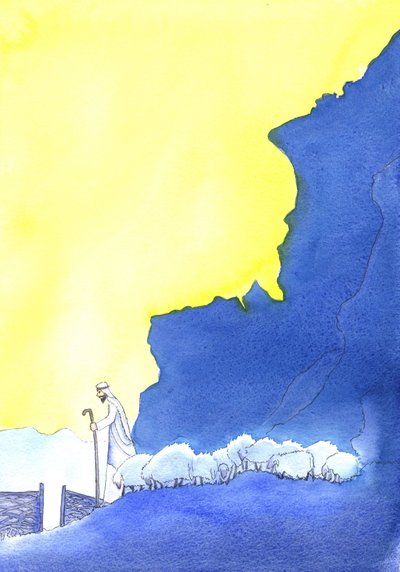 The Good Shepherd, 2001 (kağıt üzerinde w/c) by Elizabeth Wang