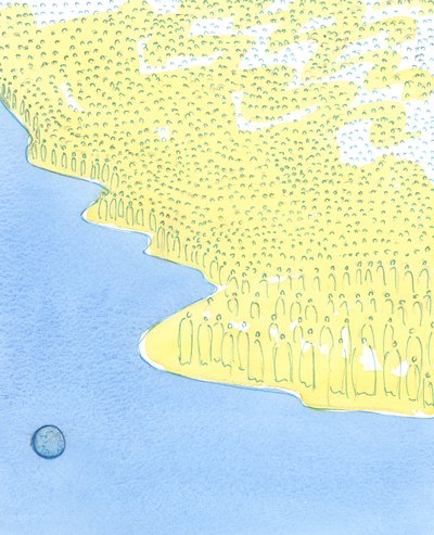 Azizler, günahkar dünyamızın çok üzerindeki bir adada sanki Cennette bir araya toplanmıştır, 2003 (kağıt üzerinde w/c) by Elizabeth Wang