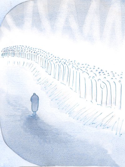 Cennetteki Azizler, kusurlu olmalarına rağmen, yeryüzünde Mesih için yaşayanlara hürmet ederler., 2000 (kağıt üzerinde w/c) by Elizabeth Wang