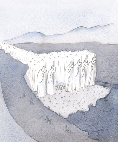 Gelenek sağlam bir yoldur; işaretleme ve inşa etmede birleşmiş müminler ordusu tarafından engebeli zeminde yapılmıştır., 2001 (kağıt üzerinde w/c) by Elizabeth Wang