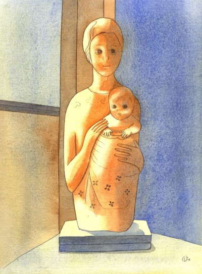 Bakire ve Çocuk, 2001 (kağıt üzerinde w/c) by Elizabeth Wang
