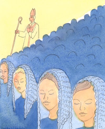 Başın örtülmesi ve açılması Bishops için önemlidir, 2004 (kağıt üzerinde w/c) by Elizabeth Wang
