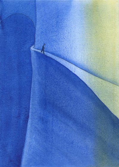 İnanç yolculuğu aydınlığa ve neşeye yol açar, ancak dikkatsizlik veya gururla karanlığa düşmemeye dikkat etmeliyiz, 2004 (kağıt üzerinde w/c) by Elizabeth Wang