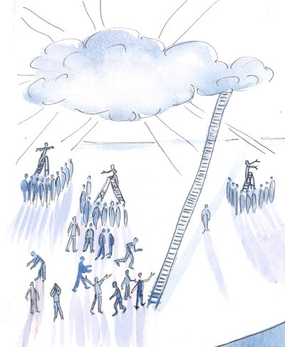 Kalabalığa Tanrı hakkında çok farklı fikirler sunan birçok iyi niyetli insan var, 2004 (kağıt üzerinde w/c) by Elizabeth Wang