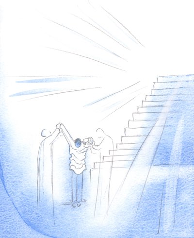 Sadık bir rahip için ölümden sonra çok az arınma var, 2002 (kağıt üzerinde w/c) by Elizabeth Wang