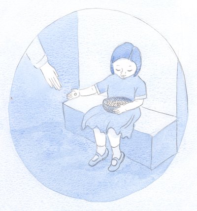 Şimdiki görevim bu, öğrendim: Bir sepetten incileri dağıtan, kıymetinin farkında olmayan ama güzelliklerini paylaşan bir çocuk gibi., 2001 (kağıt üzerinde w/c) by Elizabeth Wang
