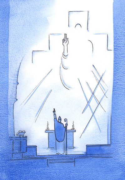 Papa ile birlikte olan her Piskopos aracılığıyla, Baba Tanrı bizi kutsallaştırır, öğretir ve bize rehberlik eder, 2002 (kağıt üzerinde w/c) by Elizabeth Wang