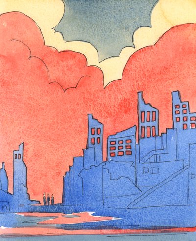 Savaş, savaşçıları tehlikeye atabilir veya bozabilir, 2004 (kağıt üzerinde w/c) by Elizabeth Wang