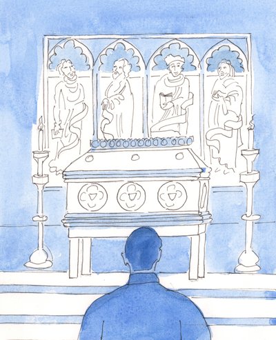 Ölen Azizlerle yaşayan bir ilişkimiz var, bu yüzden onlarla konuşmalıyız, 2003 (kağıt üzerinde w/c) by Elizabeth Wang