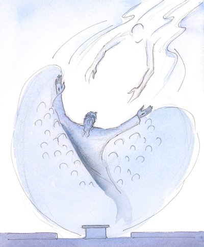Kutsal Ayin Kurbanında, 2004 (kağıt üzerinde w/c) İsa ile dua ettiğimizde hayret verici bir gücümüz var. by Elizabeth Wang