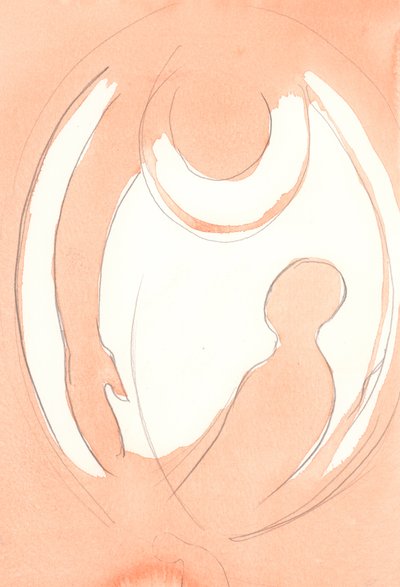 Günahlarımızdan tövbe ettiğimiz zaman, Baba Tanrı bizi hızlı bir bağışlama hareketiyle kucaklar, 2001 (kağıt üzerinde w/c) by Elizabeth Wang