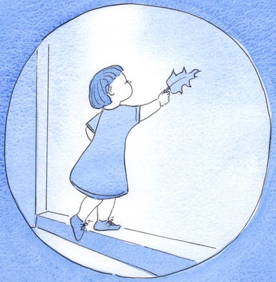 Kim bir duayı hürmet ve sevgiyle okursa, güven ve zevkle dedesine güzel bir yaprak getiren çocuk gibidir, 2002 (kağıt üzerinde w/c) by Elizabeth Wang