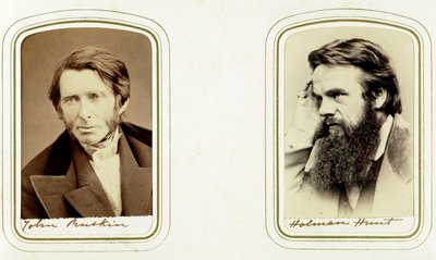 John Ruskin, İngiliz sanatçı, şair ve eleştirmen ve William Holman Hunt, İngiliz sanatçı, 1865 by Elliott and Fry