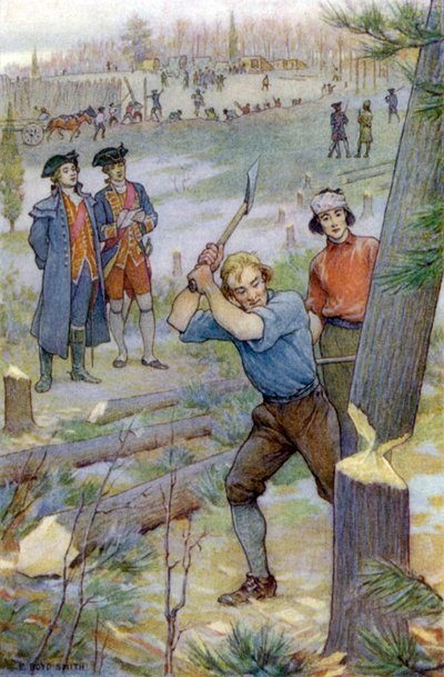 Baltalarımız... ağaçları kesmek için hemen harekete geçti. by Elmer Boyd Smith