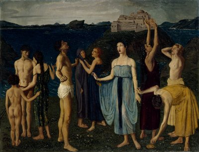 Bir Manzarada Duran Figürlerin Frizi, c.1910 (tuval üzerine yağlı boya) [LDUCS-5264] by Elsie McNaught