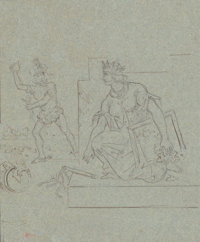 Amerikan İç Savaşı Üzerine Siyasi Karikatür, c.1860 (gri kağıt üzerine kalem, mürekkep ve grafit by Emanuel Gottlieb Leutze