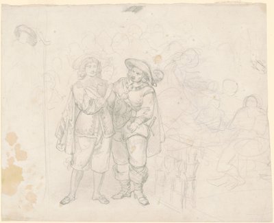 İki Cavaliers [rekto] by Emanuel Gottlieb Leutze