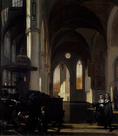 Bir Gotik Kilisenin İçi, c.1650 (meşe üzerine yağlı boya) by Emanuel de Witte