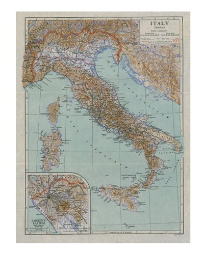 Antik İtalya Haritası, c1910