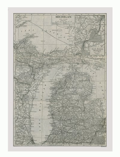 Michigan Haritası, ABD, c1900. by Emery Walker
