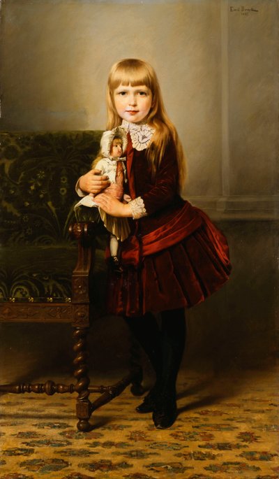 Oyuncak Bebek Tutan Genç Kızın Portresi, 1887 by Emil Brack