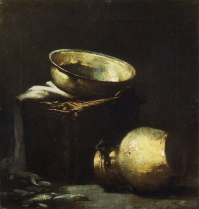 Bakır Tencere ve Kara Balık ile Natürmort by Emil Carlsen