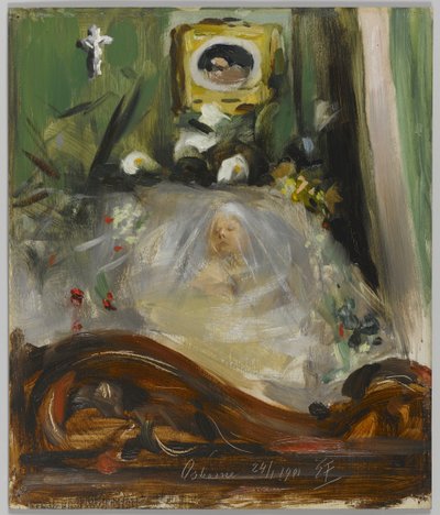 Kraliçe Victoria Eyalette Yatarken by Emil Fuchs