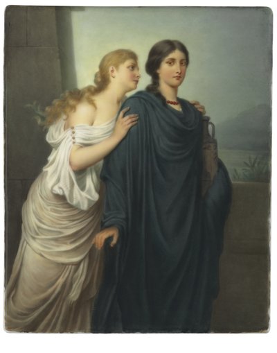 Dikdörtgen plak, "Antigone ve İsmene" by Emil Teschendorff