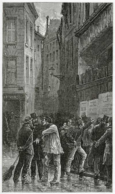 Les Affiches - Bir Suç Hikayesinden alınan illüstrasyon, 19. Yüzyıl (bw gravürü) by Emile Antoine Bayard