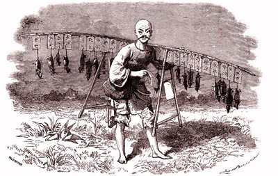 Çin'de fare katili. 1874 (gravür) by Emile Antoine Bayard