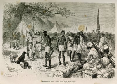 Seferin küstah taşıyıcıları, hikayeyi açıklamak için Emile Bayard tarafından çizilen zincire vuruldu: Afrika