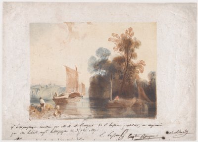 Nehir ve Kayıklarla Manzara, 1837 by Emile Aubert Lessore