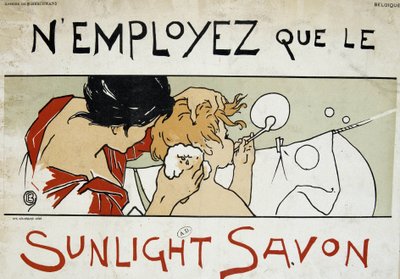 Sadece Güneş Işığı sabunu kullanın, Anne çocuğunun tuvaletini yapıyor ve çamaşırlarını uzatıyor - Berchmans tarafından, 19. yüzyılın sonlarında by Émile Berchmans