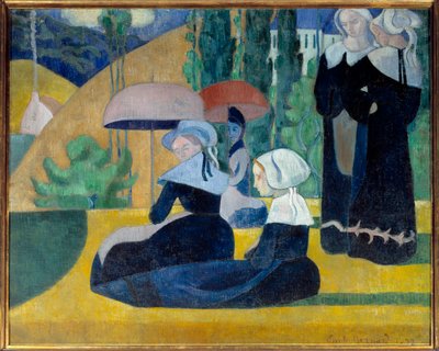 şemsiye ile Bretonlar by Emile Bernard