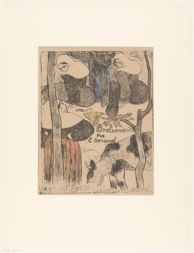 Üç Breton kadın ve inek Başlık baskısı: Émile Bernard, Bretonneries, 1889 Bretonnes ve vache Breton kadınları (dizi adı) Bretonnes (nesne üzerinde dizi başlığı) by Emile Bernard