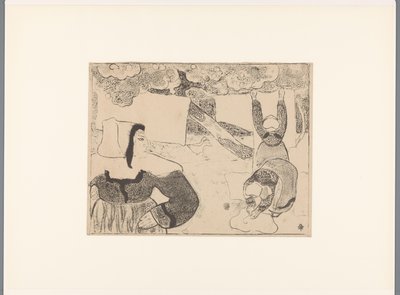 Üç Breton kadın çamaşırları asıyor Le linge Breton kadınları (dizi adı) Bretonnes (dizi adı) by Emile Bernard