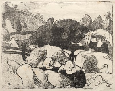 Les Bretonneries: Saman Yığınları Yapan Breton Kadınları by Emile Bernard