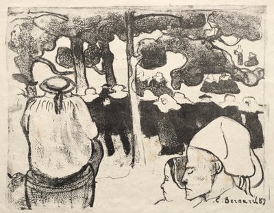Les Bretonneries: Brittany'de Düğün (La Noce en Bretange) by Emile Bernard